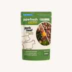 Fresh Pork and Beef Dog Food Meal Pack with gently-cooked pork and beef and whole real ingredients, nutritionally formulated for dogs.